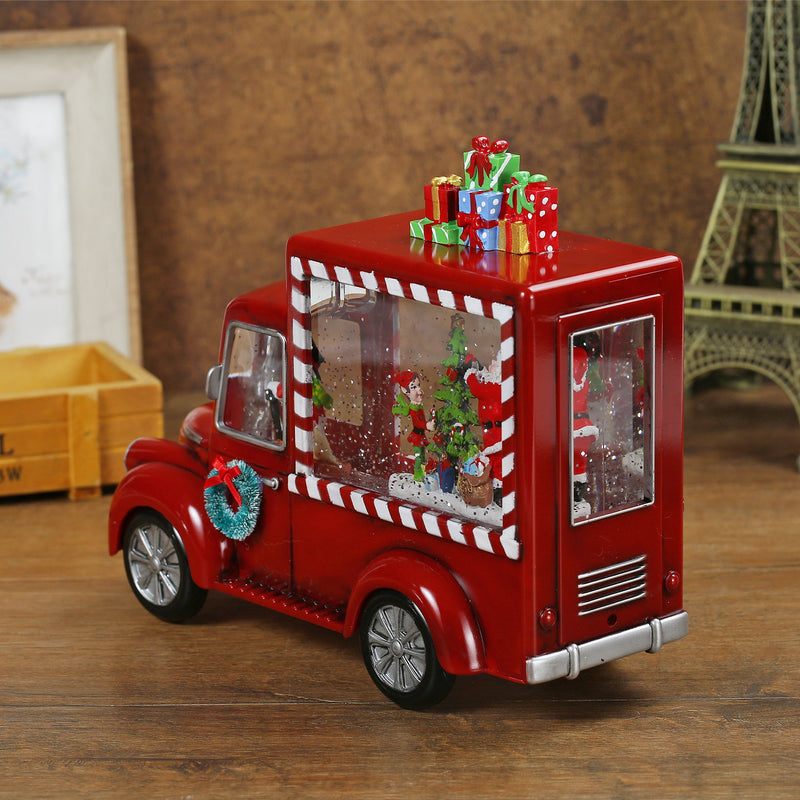 Christmas Red Gift Truck Snow Globe Lantern