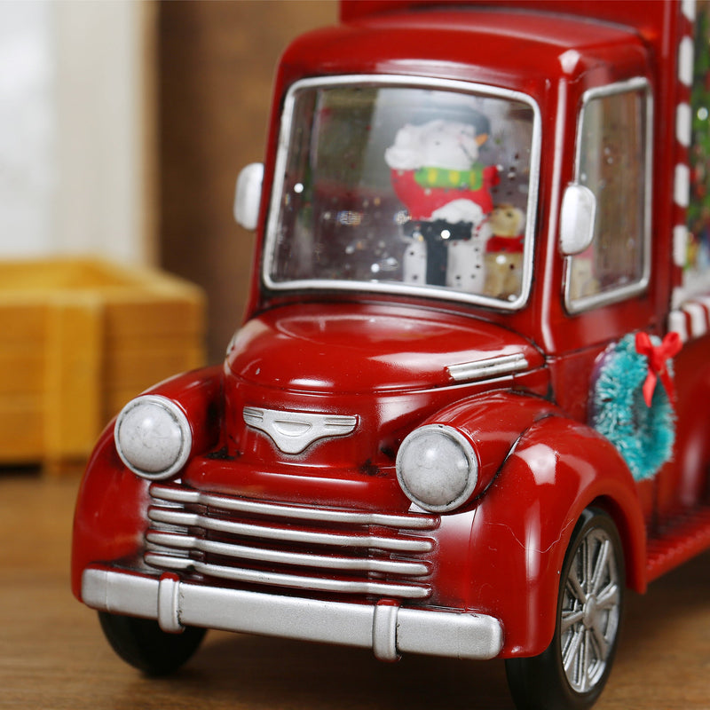 Christmas Red Gift Truck Snow Globe Lantern