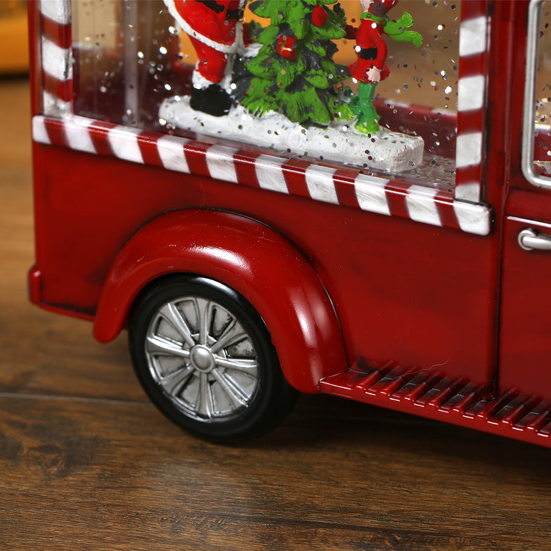 Christmas Red Gift Truck Snow Globe Lantern