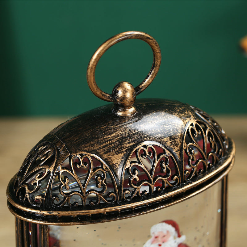 Christmas Vintage Snow Globe Lantern (Santa Claus with Teddy and Gift)