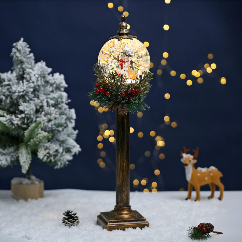 SINT Christmas Snow Globe Pole Lamp (Snowman with Deer)