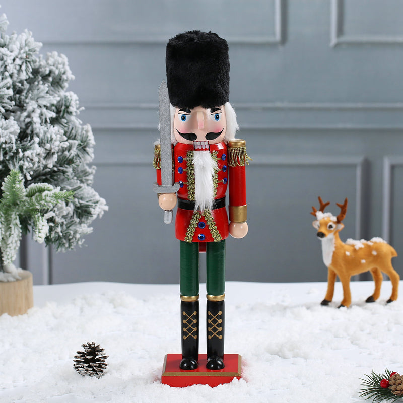 15 Inch Traditional Wooden Nutcracker for Christmas Decorations