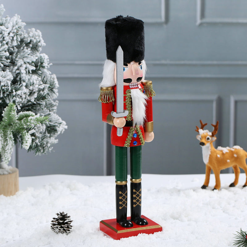 15 Inch Traditional Wooden Nutcracker for Christmas Decorations