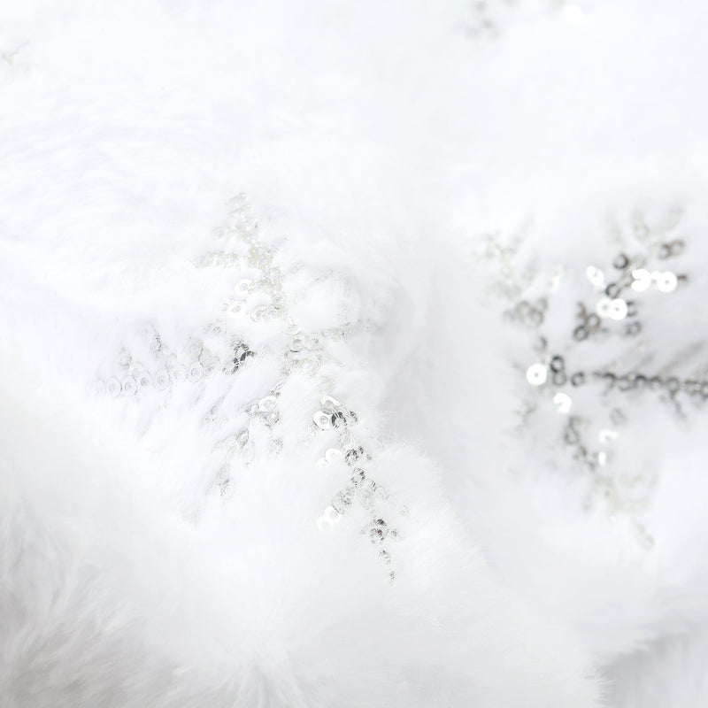 48 Inch Large White Chritsmas Tree Skirt with Silver Snowflake