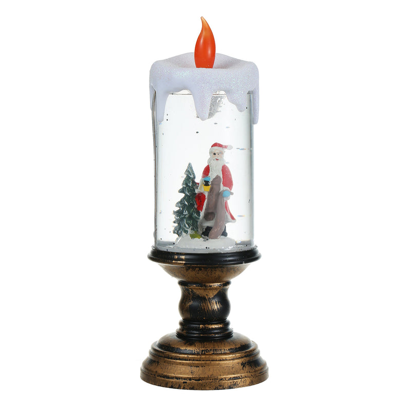 Christmas Musical Lighted Snow Globe Candlestick Lantern