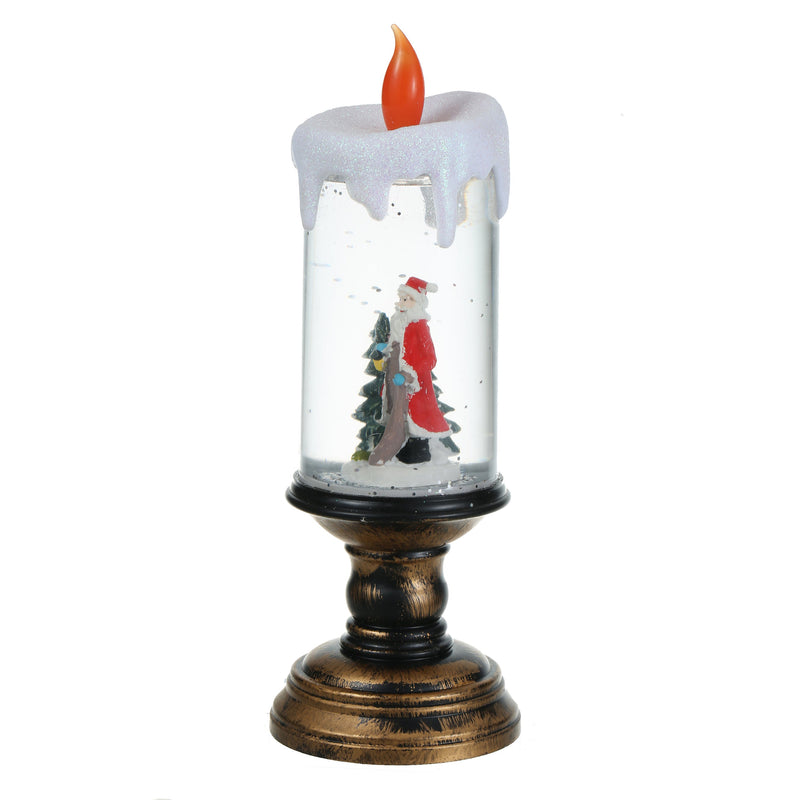 Christmas Musical Lighted Snow Globe Candlestick Lantern