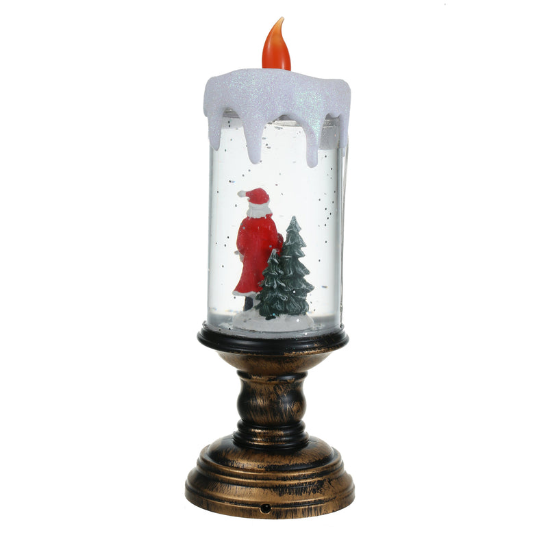 Christmas Musical Lighted Snow Globe Candlestick Lantern