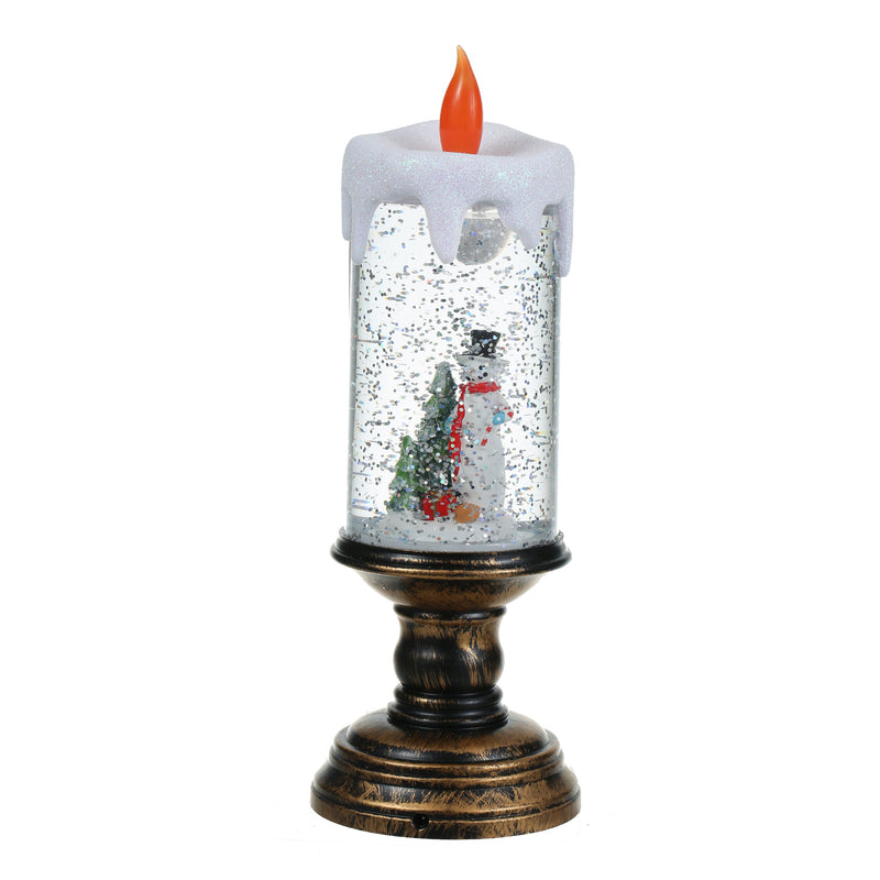 Christmas Musical Lighted Snow Globe Candlestick Lantern