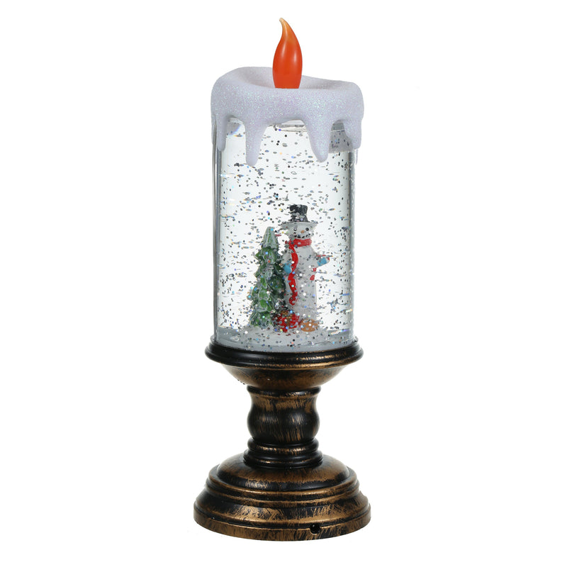 Christmas Musical Lighted Snow Globe Candlestick Lantern