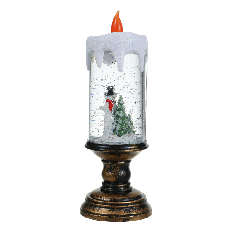 Christmas Musical Lighted Snow Globe Candlestick Lantern