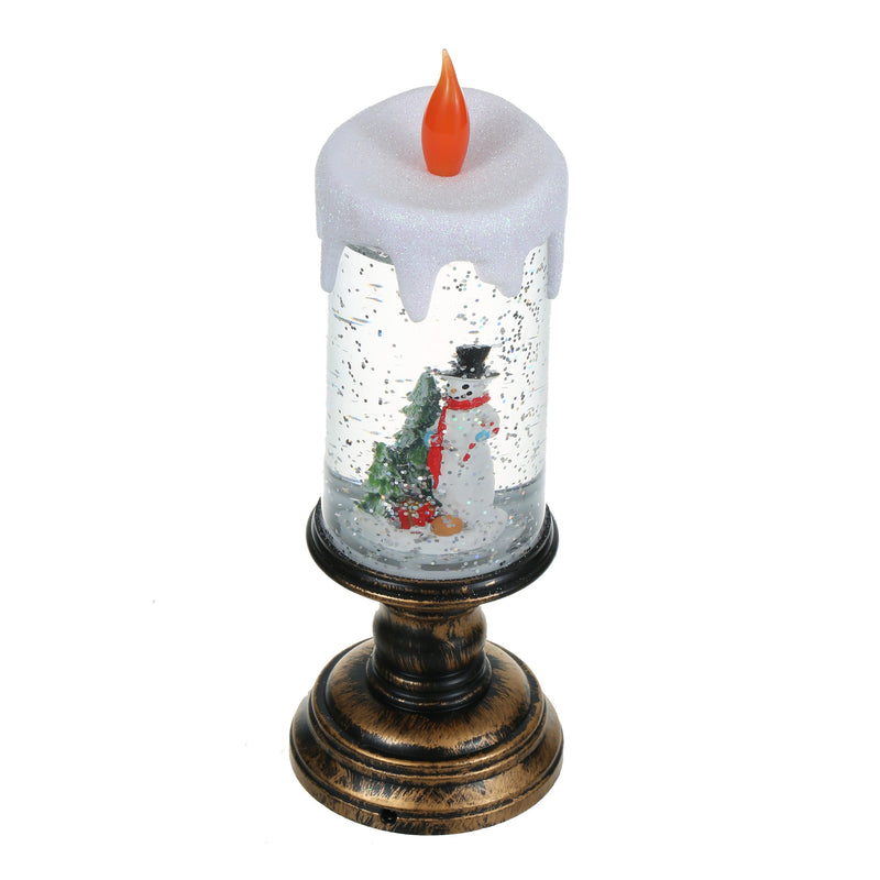 Christmas Musical Lighted Snow Globe Candlestick Lantern