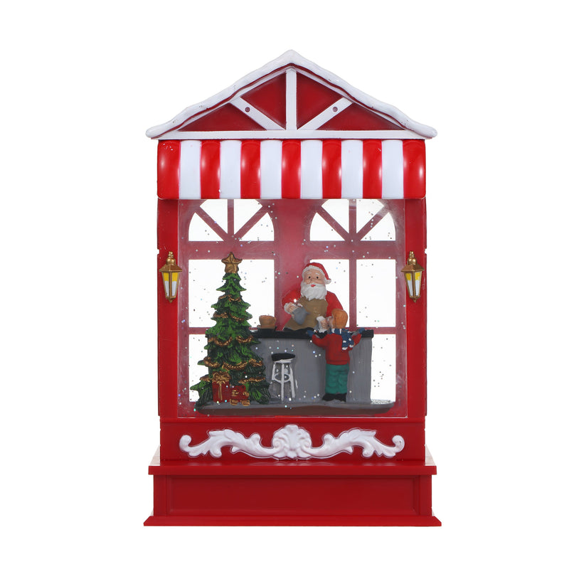 Christmas Musical Coffee Shop Shap Snow Globe for Christmas Decoration