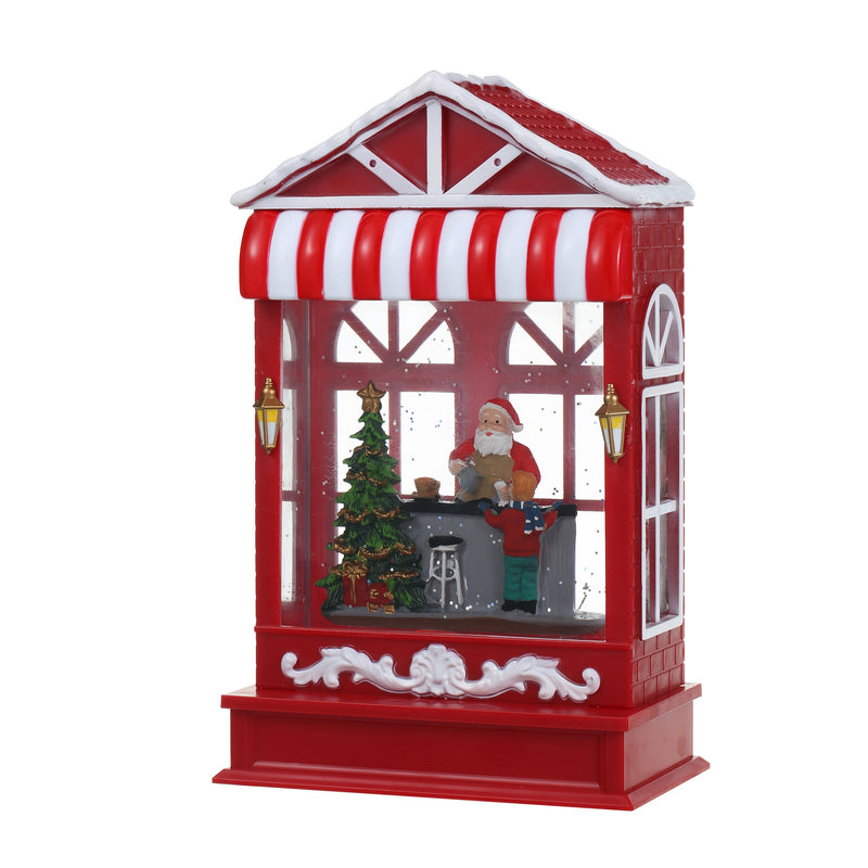 Christmas Musical Coffee Shop Shap Snow Globe for Christmas Decoration