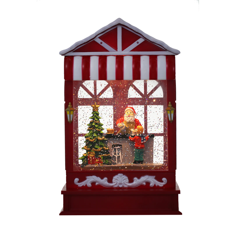 Christmas Musical Coffee Shop Shap Snow Globe for Christmas Decoration