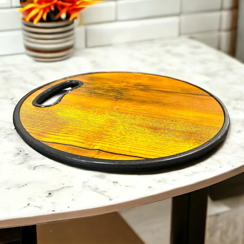 Round Cutting Board| Black & Yellow