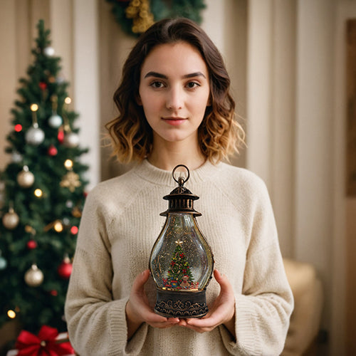 Christmas Musical Snow Globe Spinning Water Glittering Lantern