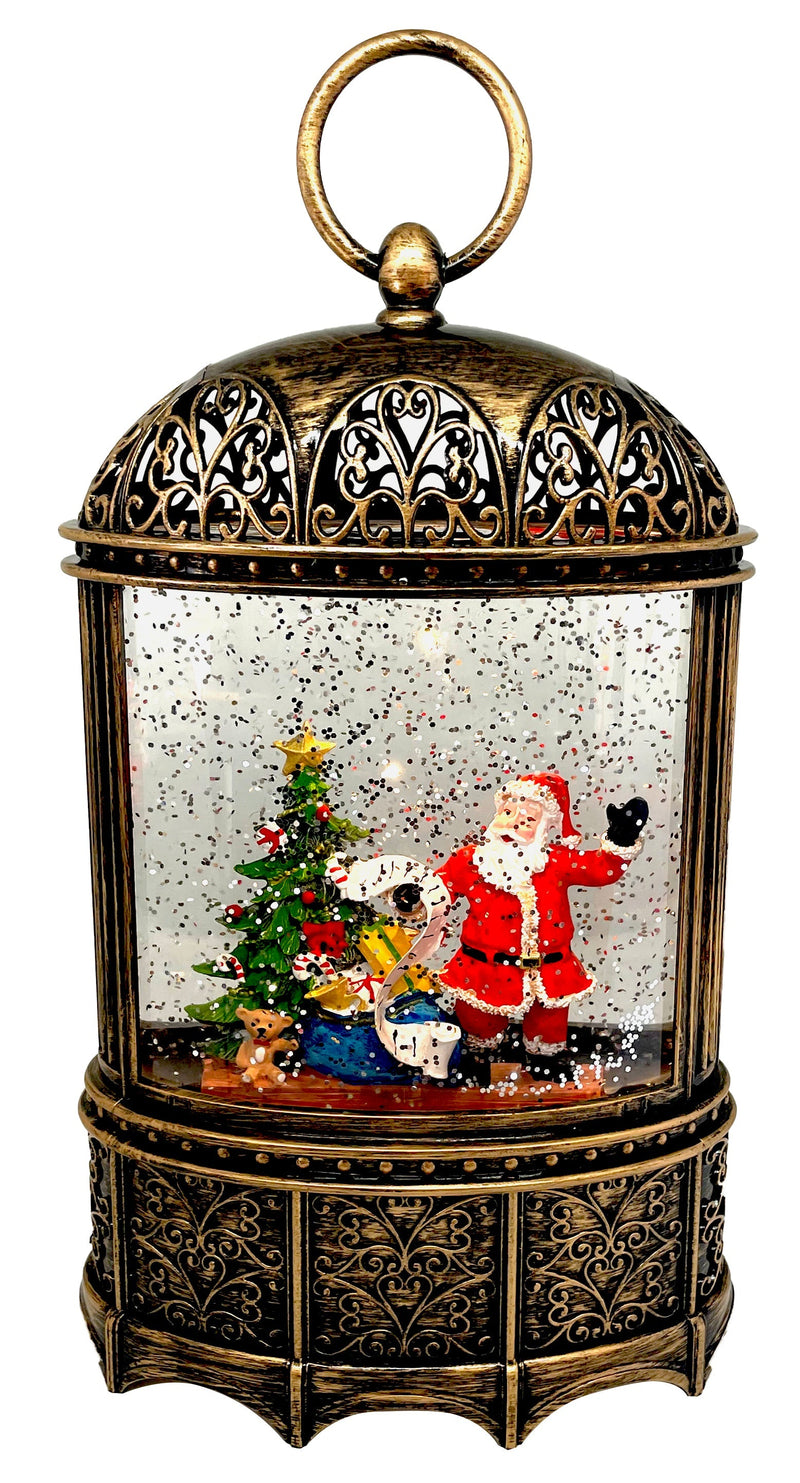 Snow Globe Santa with List Christmas Tree Musical Lantern