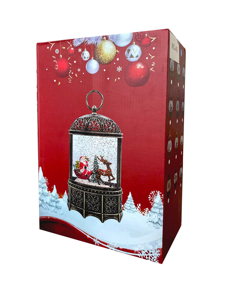 Snow Globe Santa with List Christmas Tree Musical Lantern