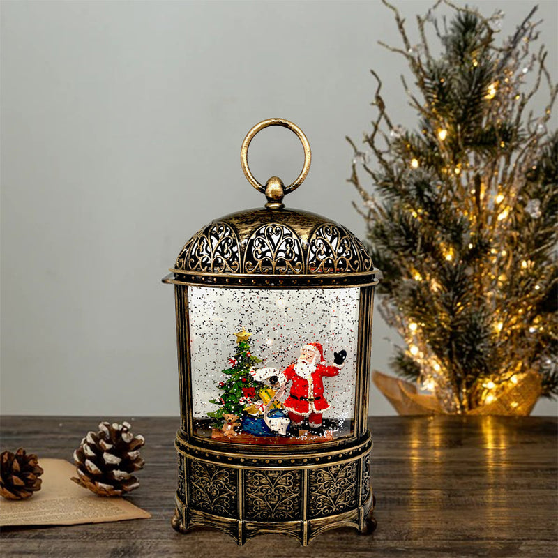 Snow Globe Santa with List Christmas Tree Musical Lantern