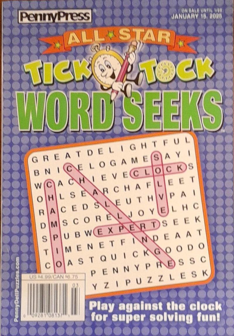 All Star Tick Tock Word Seeks Magazine