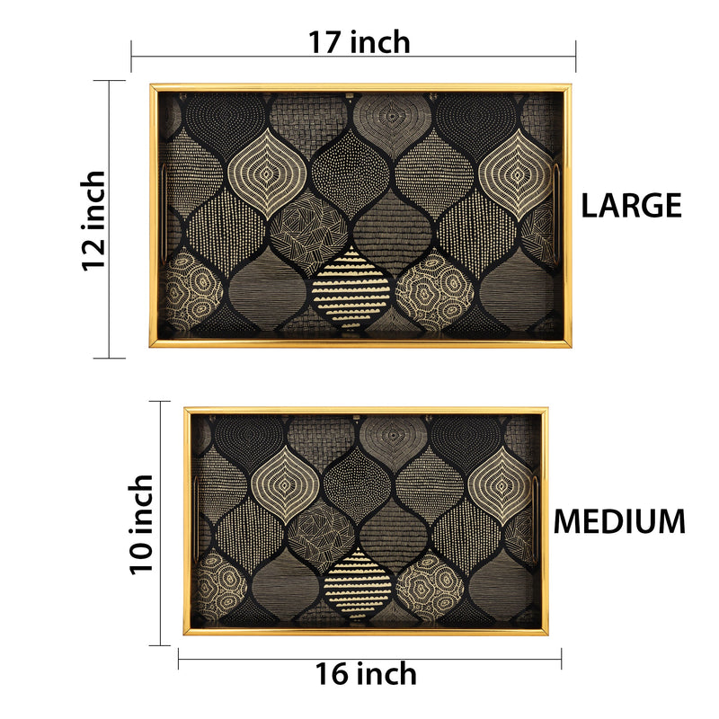 Plastic Rectangle Serving Tray with Handles- Pack of 2