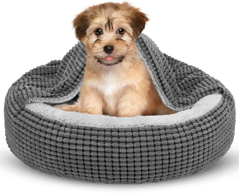 Dog & Cat Bed with Attached Blanket